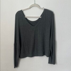 Auden Women's V-Neck Ribbed Knit Top - Gray